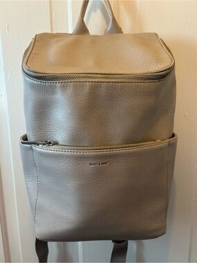 Matt & Nat Neutral Taupe Vegan Backpack Brave Collection with Front Zip Pocket